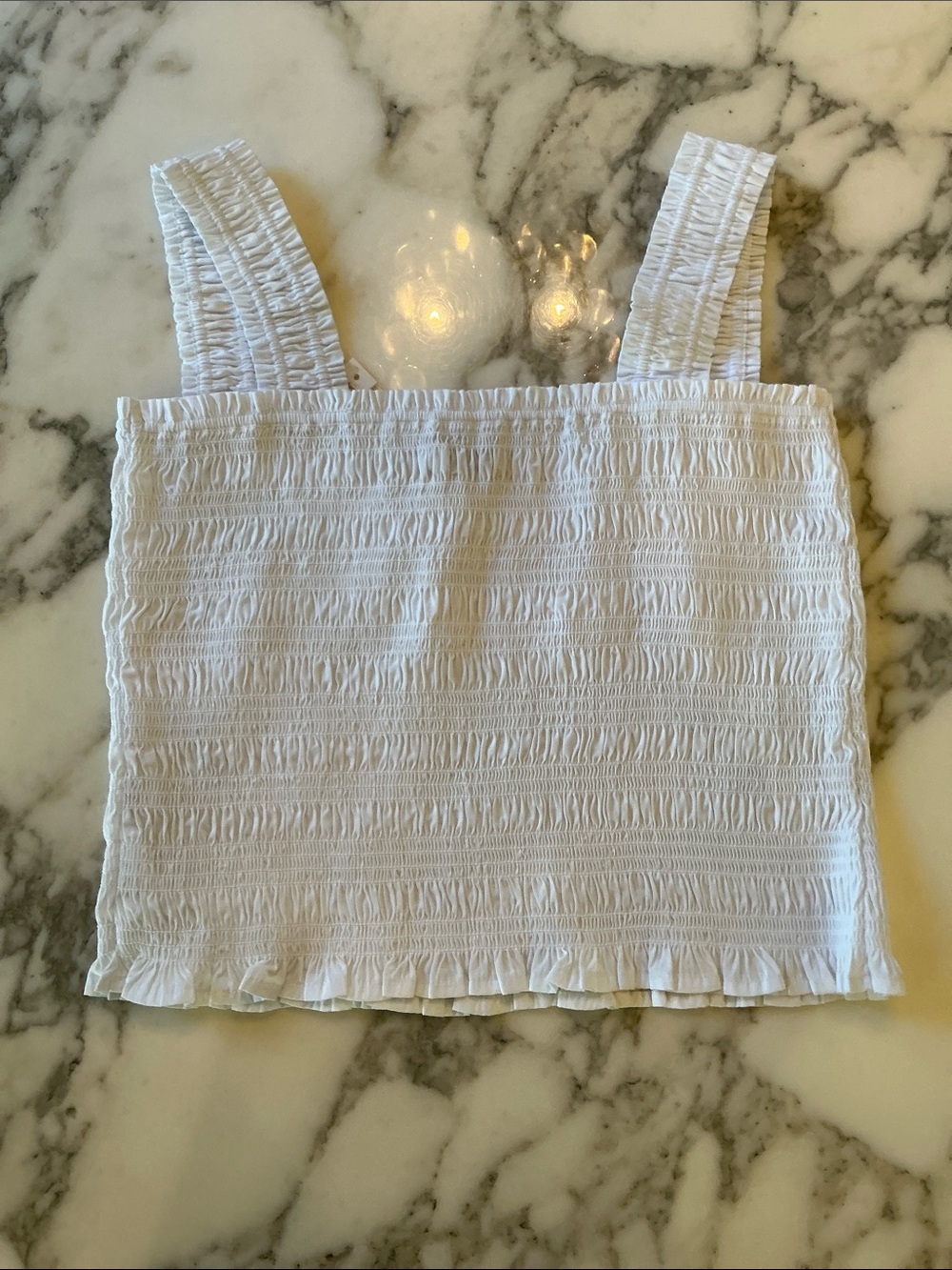 NWT Madewell White Poplin Smocked Tank Sz Medium NEEDS WASH - Picture 8 of 10